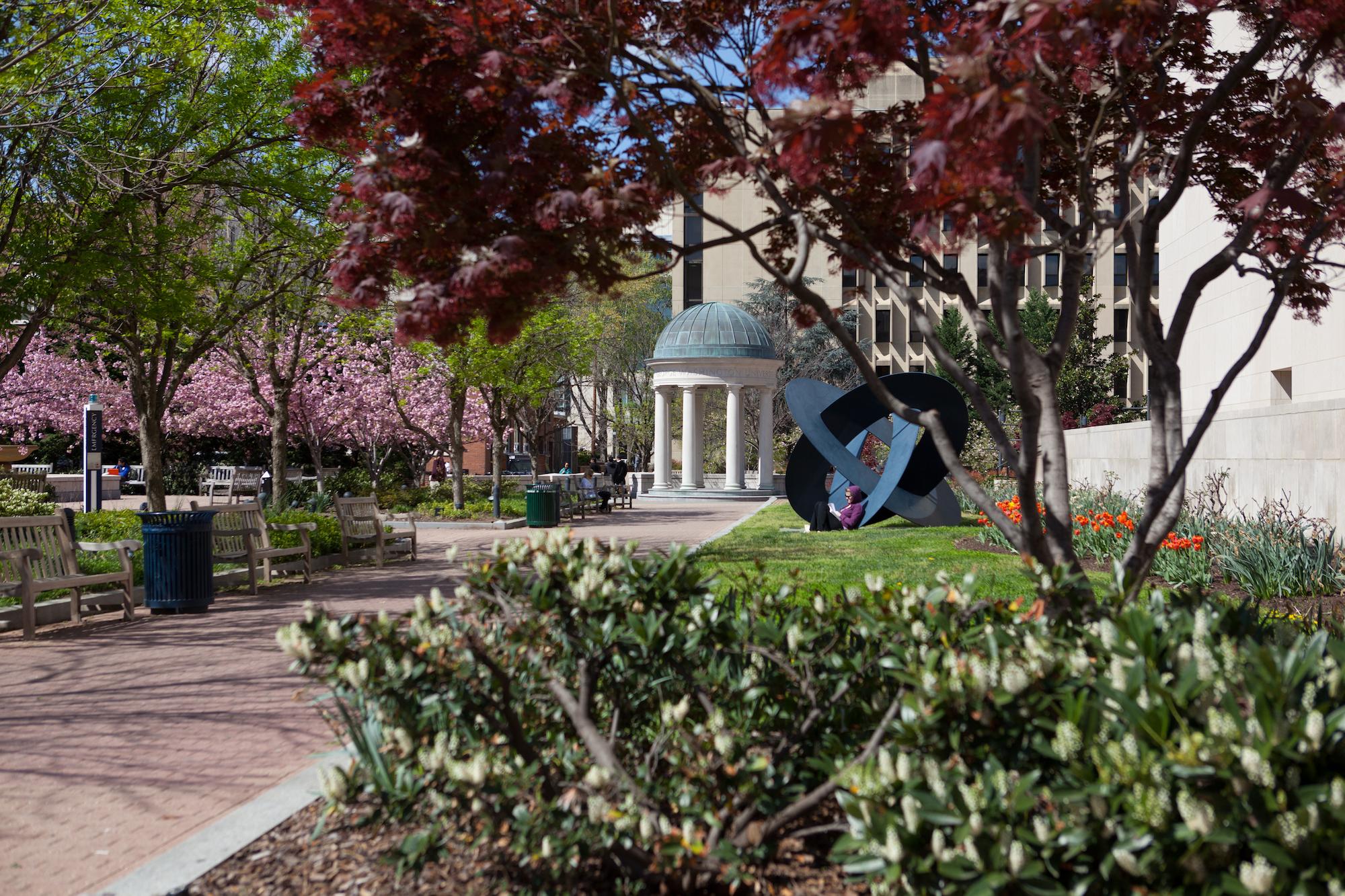 Spring flowers bloom across Kogan Plaza